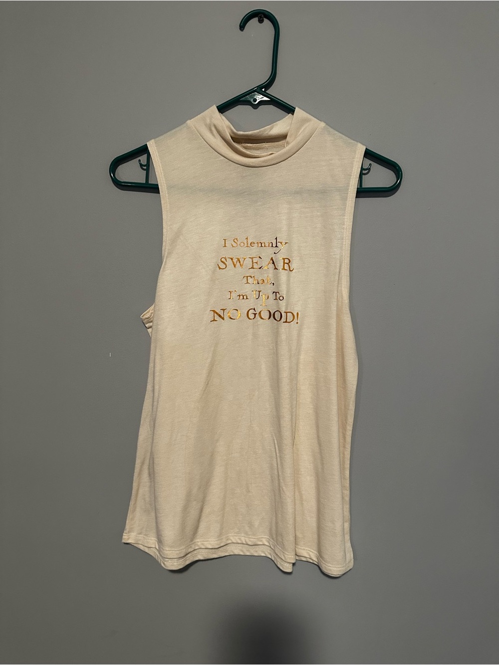 Sleeveless Cream Graphic Tank Top - I Solemnly Swear